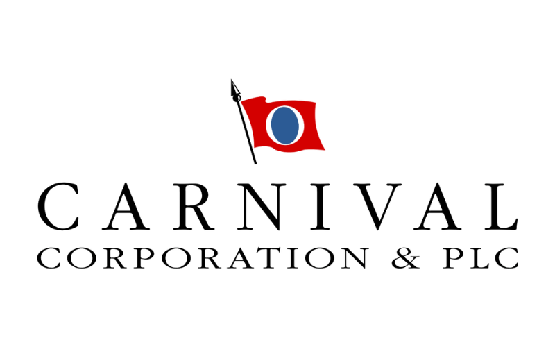 Ein Logo mit einer blauen und roten Flagge und einem schwarzen Schriftzug.
