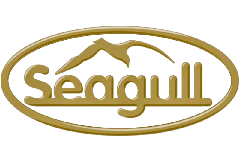 Das Logo besteht aus einem goldenen Oval mit goldener Schrift.